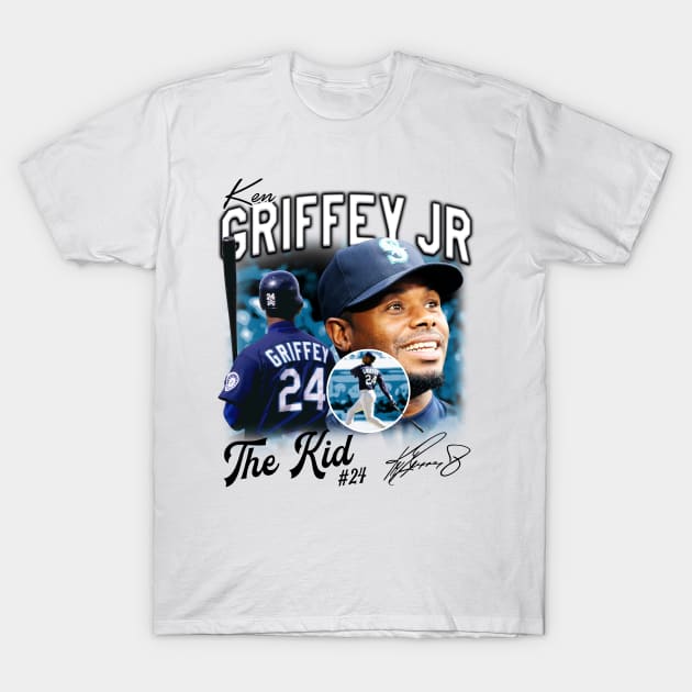 Ken Griffey Jr The Kid Basketball Legend Signature Vintage Retro 80s 90s Bootleg Rap Style T-Shirt by CarDE